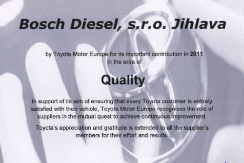 Obrázek - Jihlavský Bosch Diesel, s. r. o., ocenila Toyota