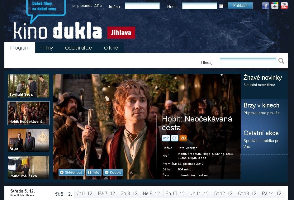 Kino Dukla v Jihlavě má nový web