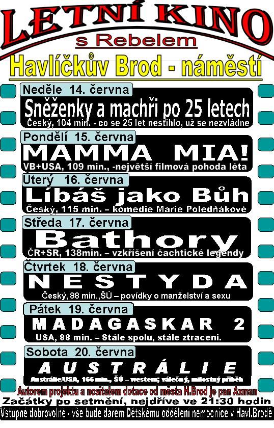 Letní kino v Brodě znovu podpoří brodskou nemocnici