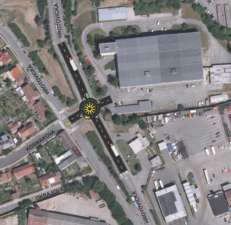 Na Hrotovické v Třebíči vyroste o prázdninách provizorní kruhový objezd