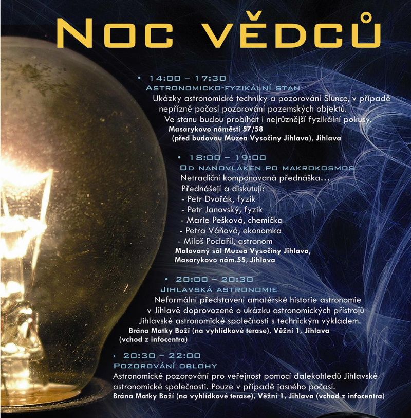 obrázek: Noc vědců v pátek v Jihlavě