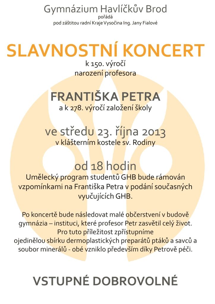 Slavnostní koncert Gymnázia Havlíčkův Brod