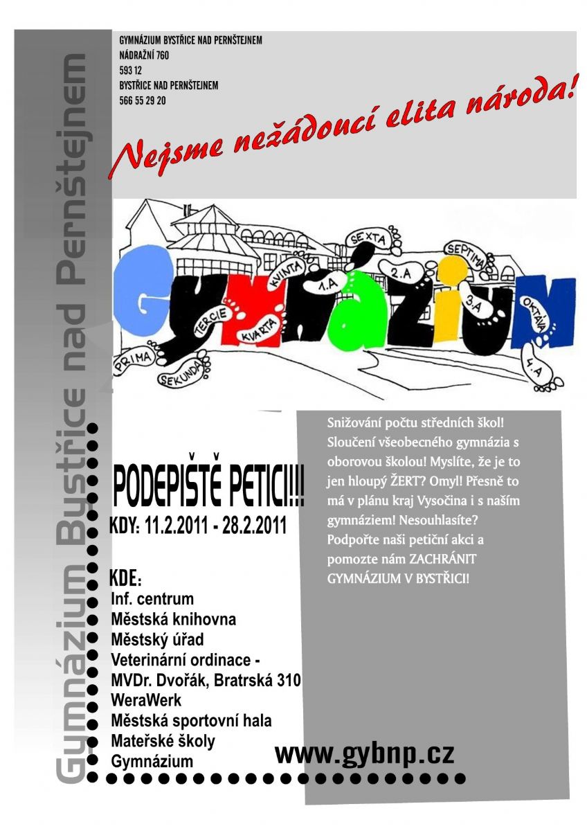 Studenti bystřického gymnázia chtějí zachránit svou alma mater
