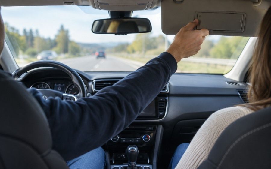 Řidič při jízdě manipuloval se sluneční clonou a narazil do dvou odstavených aut. Škoda přes 400 tisíc
