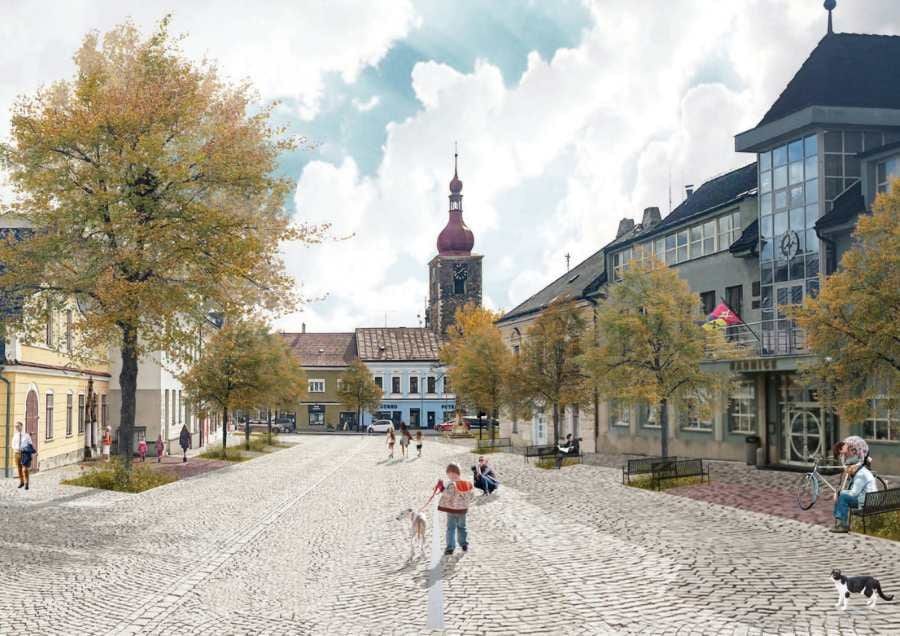 Bechyňovo náměstí v Přibyslavi čeká rekonstrukce: více zeleně, méně aut