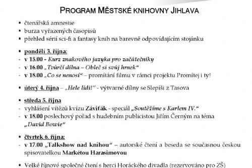 Obrázek - Program knihovny v Jihlavě